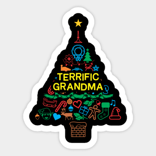 Terrific Grandma Gift - Xmas Tree 2 - Christmas Sticker